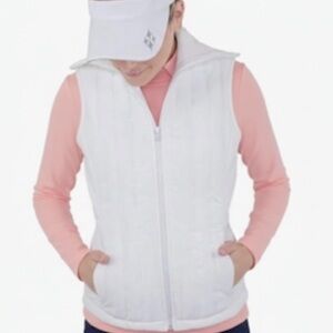 JoFit Women’s Quilted Puffer Vest Active Outerwear Golf and Tennis, Whit…